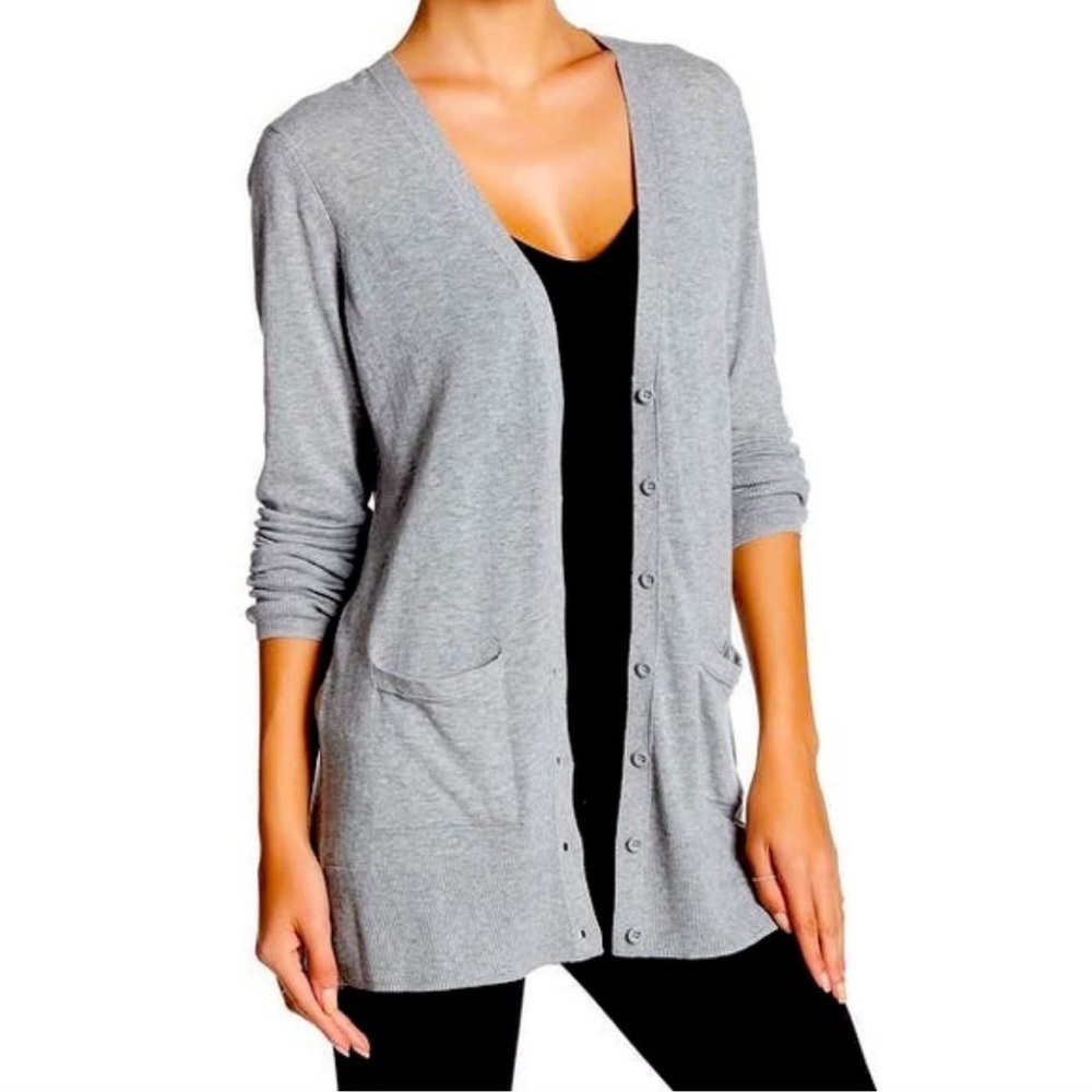 14th & Union Grey Girlfriend Cardigan Sweater Top